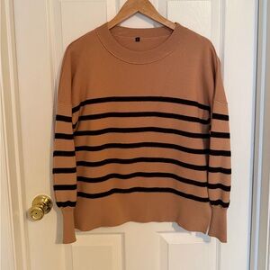 Tan Sweater with Black Stripe